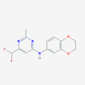 molecular formula C14H13F2N3O2 B6457358 6-(difluoromethyl)-N-(2,3-dihydro-1,4-benzodioxin-6-yl)-2-methylpyrimidin-4-amine CAS No. 2549008-52-6