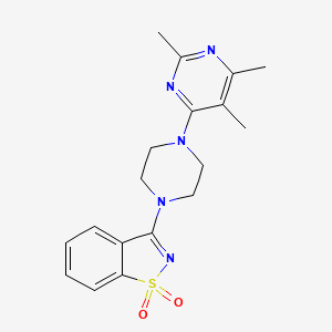 molecular formula C18H21N5O2S B6457360 3-[4-(2,5,6-trimethylpyrimidin-4-yl)piperazin-1-yl]-1??,2-benzothiazole-1,1-dione CAS No. 2549030-54-6