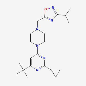 molecular formula C21H32N6O B6457367 4-tert-butyl-2-cyclopropyl-6-(4-{[3-(propan-2-yl)-1,2,4-oxadiazol-5-yl]methyl}piperazin-1-yl)pyrimidine CAS No. 2549038-62-0