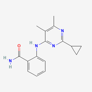 molecular formula C16H18N4O B6457370 2-[(2-cyclopropyl-5,6-dimethylpyrimidin-4-yl)amino]benzamide CAS No. 2548979-29-7