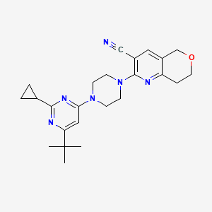 molecular formula C24H30N6O B6457380 2-[4-(6-tert-butyl-2-cyclopropylpyrimidin-4-yl)piperazin-1-yl]-5H,7H,8H-pyrano[4,3-b]pyridine-3-carbonitrile CAS No. 2549040-16-4