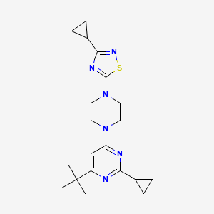 molecular formula C20H28N6S B6457407 4-tert-butyl-2-cyclopropyl-6-[4-(3-cyclopropyl-1,2,4-thiadiazol-5-yl)piperazin-1-yl]pyrimidine CAS No. 2549034-04-8