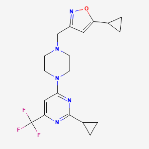 molecular formula C19H22F3N5O B6457411 2-cyclopropyl-4-{4-[(5-cyclopropyl-1,2-oxazol-3-yl)methyl]piperazin-1-yl}-6-(trifluoromethyl)pyrimidine CAS No. 2548994-96-1