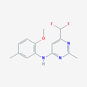 molecular formula C14H15F2N3O B6457415 6-(difluoromethyl)-N-(2-methoxy-5-methylphenyl)-2-methylpyrimidin-4-amine CAS No. 2549001-64-9