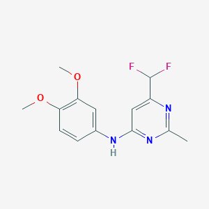 molecular formula C14H15F2N3O2 B6457437 6-(difluoromethyl)-N-(3,4-dimethoxyphenyl)-2-methylpyrimidin-4-amine CAS No. 2549004-82-0