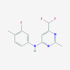 molecular formula C13H12F3N3 B6457451 6-(difluoromethyl)-N-(3-fluoro-4-methylphenyl)-2-methylpyrimidin-4-amine CAS No. 2548998-84-9