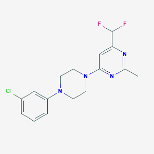 molecular formula C16H17ClF2N4 B6457581 4-[4-(3-chlorophenyl)piperazin-1-yl]-6-(difluoromethyl)-2-methylpyrimidine CAS No. 2548982-24-5