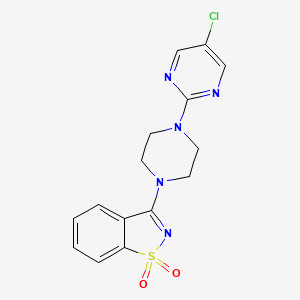 molecular formula C15H14ClN5O2S B6457626 3-[4-(5-chloropyrimidin-2-yl)piperazin-1-yl]-1lambda6,2-benzothiazole-1,1-dione CAS No. 2548979-02-6