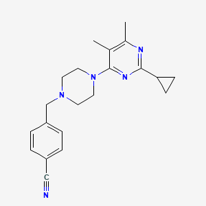 molecular formula C21H25N5 B6457634 4-{[4-(2-cyclopropyl-5,6-dimethylpyrimidin-4-yl)piperazin-1-yl]methyl}benzonitrile CAS No. 2549022-63-9