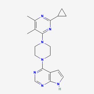 molecular formula C19H23N7 B6457643 2-cyclopropyl-4,5-dimethyl-6-(4-{7H-pyrrolo[2,3-d]pyrimidin-4-yl}piperazin-1-yl)pyrimidine CAS No. 2549001-56-9