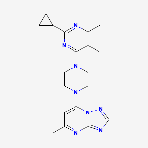molecular formula C19H24N8 B6457663 2-cyclopropyl-4,5-dimethyl-6-(4-{5-methyl-[1,2,4]triazolo[1,5-a]pyrimidin-7-yl}piperazin-1-yl)pyrimidine CAS No. 2549010-45-7