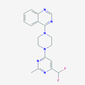 molecular formula C18H18F2N6 B6457674 4-{4-[6-(difluoromethyl)-2-methylpyrimidin-4-yl]piperazin-1-yl}quinazoline CAS No. 2549003-53-2