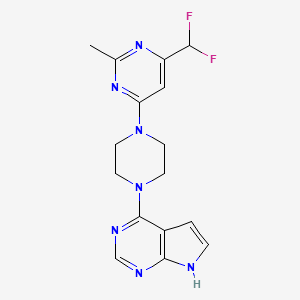 molecular formula C16H17F2N7 B6457690 4-(difluoromethyl)-2-methyl-6-(4-{7H-pyrrolo[2,3-d]pyrimidin-4-yl}piperazin-1-yl)pyrimidine CAS No. 2548981-02-6