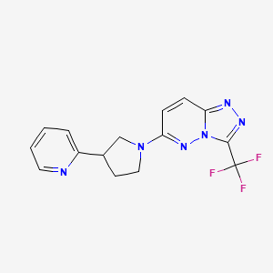 molecular formula C15H13F3N6 B6457724 2-{1-[3-(trifluoromethyl)-[1,2,4]triazolo[4,3-b]pyridazin-6-yl]pyrrolidin-3-yl}pyridine CAS No. 2549040-55-1