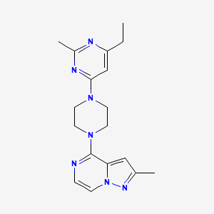 molecular formula C18H23N7 B6457757 4-ethyl-2-methyl-6-(4-{2-methylpyrazolo[1,5-a]pyrazin-4-yl}piperazin-1-yl)pyrimidine CAS No. 2548980-61-4