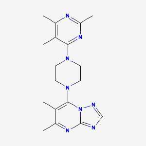 molecular formula C18H24N8 B6457763 4-(4-{5,6-dimethyl-[1,2,4]triazolo[1,5-a]pyrimidin-7-yl}piperazin-1-yl)-2,5,6-trimethylpyrimidine CAS No. 2549010-21-9