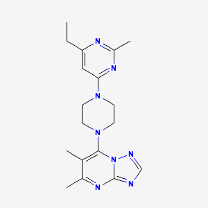 molecular formula C18H24N8 B6457783 4-(4-{5,6-dimethyl-[1,2,4]triazolo[1,5-a]pyrimidin-7-yl}piperazin-1-yl)-6-ethyl-2-methylpyrimidine CAS No. 2548995-78-2