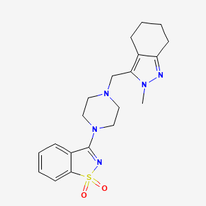 molecular formula C20H25N5O2S B6457794 3-{4-[(2-methyl-4,5,6,7-tetrahydro-2H-indazol-3-yl)methyl]piperazin-1-yl}-1lambda6,2-benzothiazole-1,1-dione CAS No. 2549065-62-3