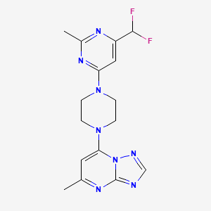 molecular formula C16H18F2N8 B6457801 4-(difluoromethyl)-2-methyl-6-(4-{5-methyl-[1,2,4]triazolo[1,5-a]pyrimidin-7-yl}piperazin-1-yl)pyrimidine CAS No. 2548990-93-6