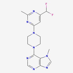 molecular formula C16H18F2N8 B6457816 6-{4-[6-(difluoromethyl)-2-methylpyrimidin-4-yl]piperazin-1-yl}-7-methyl-7H-purine CAS No. 2548980-48-7