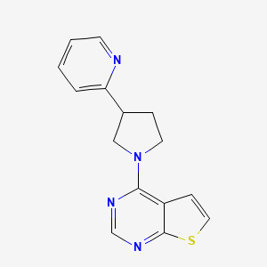 molecular formula C15H14N4S B6457825 2-(1-{thieno[2,3-d]pyrimidin-4-yl}pyrrolidin-3-yl)pyridine CAS No. 2548980-59-0