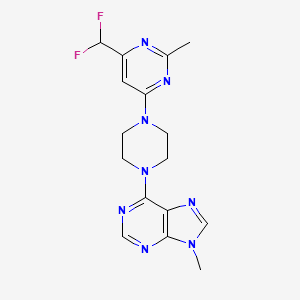 molecular formula C16H18F2N8 B6457826 6-{4-[6-(difluoromethyl)-2-methylpyrimidin-4-yl]piperazin-1-yl}-9-methyl-9H-purine CAS No. 2548983-03-3