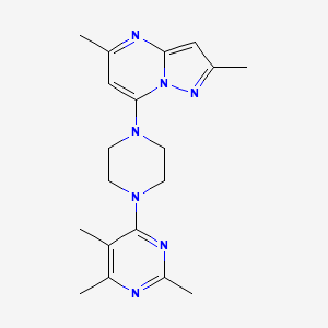 molecular formula C19H25N7 B6457844 4-(4-{2,5-dimethylpyrazolo[1,5-a]pyrimidin-7-yl}piperazin-1-yl)-2,5,6-trimethylpyrimidine CAS No. 2549022-15-1