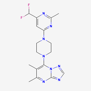 molecular formula C17H20F2N8 B6457851 4-(difluoromethyl)-6-(4-{5,6-dimethyl-[1,2,4]triazolo[1,5-a]pyrimidin-7-yl}piperazin-1-yl)-2-methylpyrimidine CAS No. 2549028-46-6