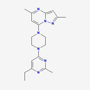 molecular formula C19H25N7 B6457853 4-(4-{2,5-dimethylpyrazolo[1,5-a]pyrimidin-7-yl}piperazin-1-yl)-6-ethyl-2-methylpyrimidine CAS No. 2548975-14-8