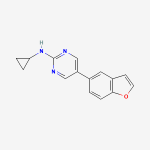 molecular formula C15H13N3O B6457871 5-(1-benzofuran-5-yl)-N-cyclopropylpyrimidin-2-amine CAS No. 2548990-74-3
