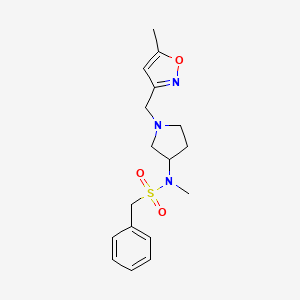 molecular formula C17H23N3O3S B6457894 N-methyl-N-{1-[(5-methyl-1,2-oxazol-3-yl)methyl]pyrrolidin-3-yl}-1-phenylmethanesulfonamide CAS No. 2549018-74-6