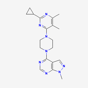 molecular formula C19H24N8 B6457911 2-cyclopropyl-4,5-dimethyl-6-(4-{1-methyl-1H-pyrazolo[3,4-d]pyrimidin-4-yl}piperazin-1-yl)pyrimidine CAS No. 2549008-24-2