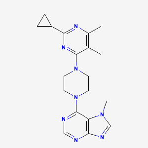molecular formula C19H24N8 B6457926 6-[4-(2-cyclopropyl-5,6-dimethylpyrimidin-4-yl)piperazin-1-yl]-7-methyl-7H-purine CAS No. 2548983-45-3