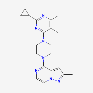 molecular formula C20H25N7 B6457934 2-cyclopropyl-4,5-dimethyl-6-(4-{2-methylpyrazolo[1,5-a]pyrazin-4-yl}piperazin-1-yl)pyrimidine CAS No. 2549012-87-3
