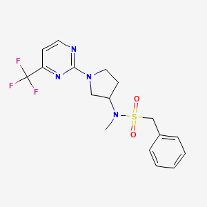 molecular formula C17H19F3N4O2S B6457940 N-methyl-1-phenyl-N-{1-[4-(trifluoromethyl)pyrimidin-2-yl]pyrrolidin-3-yl}methanesulfonamide CAS No. 2549012-78-2