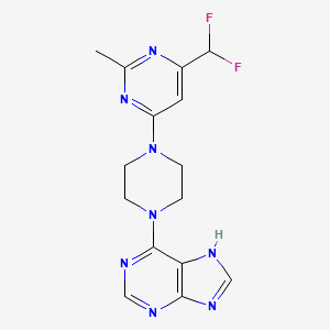 molecular formula C15H16F2N8 B6457959 6-{4-[6-(difluoromethyl)-2-methylpyrimidin-4-yl]piperazin-1-yl}-9H-purine CAS No. 2549023-31-4