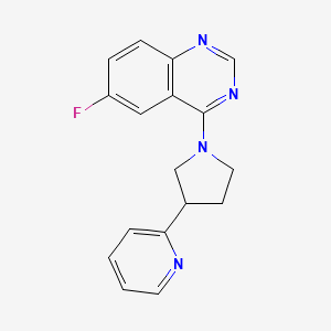 molecular formula C17H15FN4 B6457963 6-fluoro-4-[3-(pyridin-2-yl)pyrrolidin-1-yl]quinazoline CAS No. 2548991-01-9