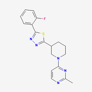molecular formula C18H18FN5S B6457982 4-{3-[5-(2-fluorophenyl)-1,3,4-thiadiazol-2-yl]piperidin-1-yl}-2-methylpyrimidine CAS No. 2549024-73-7