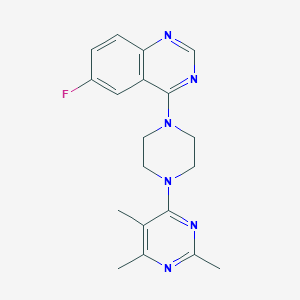 molecular formula C19H21FN6 B6457990 6-fluoro-4-[4-(2,5,6-trimethylpyrimidin-4-yl)piperazin-1-yl]quinazoline CAS No. 2548980-16-9