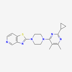 molecular formula C19H22N6S B6457996 2-cyclopropyl-4,5-dimethyl-6-(4-{[1,3]thiazolo[4,5-c]pyridin-2-yl}piperazin-1-yl)pyrimidine CAS No. 2548993-45-7