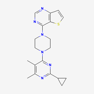 molecular formula C19H22N6S B6457997 2-cyclopropyl-4,5-dimethyl-6-(4-{thieno[3,2-d]pyrimidin-4-yl}piperazin-1-yl)pyrimidine CAS No. 2549042-74-0