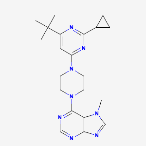 molecular formula C21H28N8 B6458014 6-[4-(6-tert-butyl-2-cyclopropylpyrimidin-4-yl)piperazin-1-yl]-7-methyl-7H-purine CAS No. 2549044-78-0