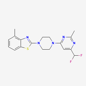 molecular formula C18H19F2N5S B6458031 2-{4-[6-(difluoromethyl)-2-methylpyrimidin-4-yl]piperazin-1-yl}-4-methyl-1,3-benzothiazole CAS No. 2549003-96-3