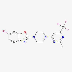 molecular formula C17H15F4N5O B6458035 6-fluoro-2-{4-[2-methyl-6-(trifluoromethyl)pyrimidin-4-yl]piperazin-1-yl}-1,3-benzoxazole CAS No. 2549016-30-8