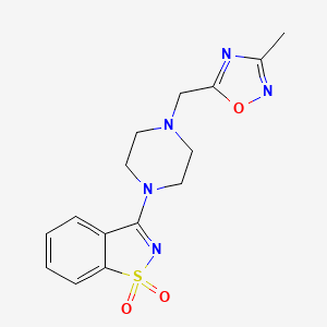 molecular formula C15H17N5O3S B6458143 3-{4-[(3-methyl-1,2,4-oxadiazol-5-yl)methyl]piperazin-1-yl}-1lambda6,2-benzothiazole-1,1-dione CAS No. 2549056-44-0