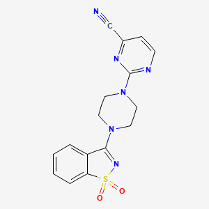 molecular formula C16H14N6O2S B6458152 2-[4-(1,1-dioxo-1lambda6,2-benzothiazol-3-yl)piperazin-1-yl]pyrimidine-4-carbonitrile CAS No. 2549016-52-4
