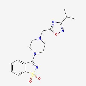 3-(4-{[3-(propan-2-yl)-1,2,4-oxadiazol-5-yl]methyl}piperazin-1-yl)-1lambda6,2-benzothiazole-1,1-dione