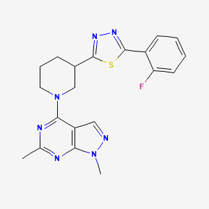 molecular formula C20H20FN7S B6458205 1-{1,6-dimethyl-1H-pyrazolo[3,4-d]pyrimidin-4-yl}-3-[5-(2-fluorophenyl)-1,3,4-thiadiazol-2-yl]piperidine CAS No. 2549040-42-6