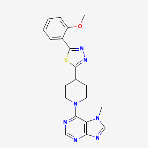 molecular formula C20H21N7OS B6458214 6-{4-[5-(2-methoxyphenyl)-1,3,4-thiadiazol-2-yl]piperidin-1-yl}-7-methyl-7H-purine CAS No. 2548977-35-9