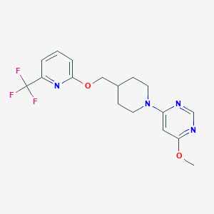 molecular formula C17H19F3N4O2 B6458301 4-methoxy-6-[4-({[6-(trifluoromethyl)pyridin-2-yl]oxy}methyl)piperidin-1-yl]pyrimidine CAS No. 2549003-11-2